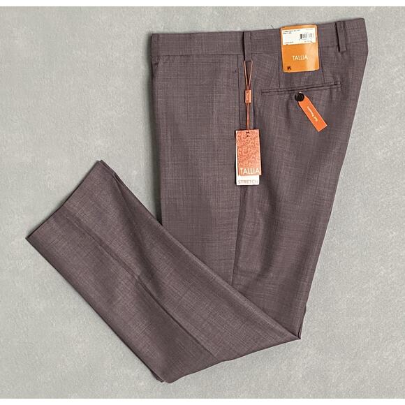 Tallia Men's 34x30 Suit Pant Vane Stretch Wool Blend Plum NEW - Picture 1 of 10